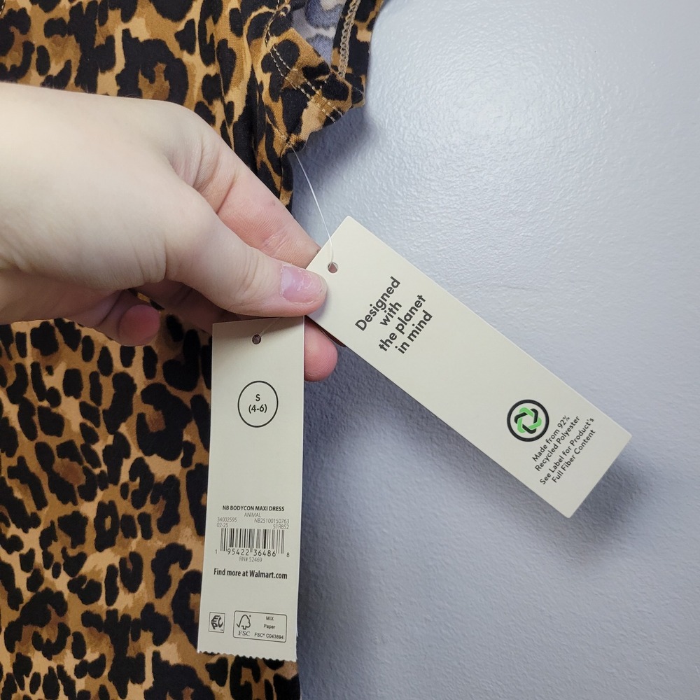 NWT No Boundaries Leopard Print Bodycon Maxi Dress Trendy Stretch Small 4-6 - Picture 5 of 7